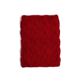 Set căciulă și fular din lână merino - Roșu rubin, handmade cu paiete și blăniță