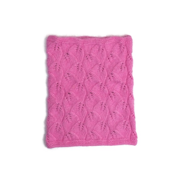 Set căciuliță și fular din lână merino - Roz fucsia, handmade cu paiete
