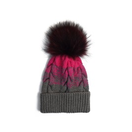 Set căciuliță și fular din lână merino – Fucsia și gri antracit, handmade