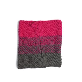 Set căciuliță și fular din lână merino – Fucsia și gri antracit, handmade