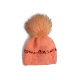 Set căciuliță și fular din lână merino – Somon pastel, handmade