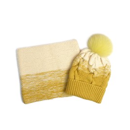 Set căciuliță și fular din lână – Galben miere degrade, handmade