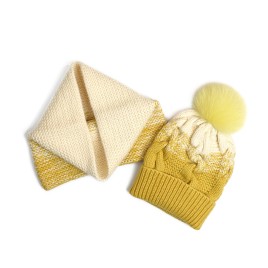 Set căciuliță și fular din lână – Galben miere degrade, handmade