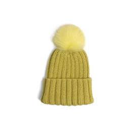 Set căciuliță și fular din lână – Verde muștar degrade, handmade