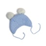 Căciuliță bleu din lână cu moțuri pufoase – Tricotată manual