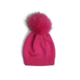 Set căciuliță și fular circular tricotate manual – Fucsia intens