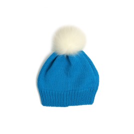 Set căciulă și fular tricotate manual – Bleu vibrant, din lână moale