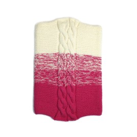 Set căciulă și fular tricotate manual – Roz intens cu degrade crem