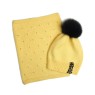 Set căciulă și fular tricotate manual – Galben pastel cu detalii elegante