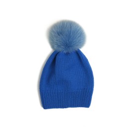 Set căciulă și fular tricotate manual – Albastru regal degrade