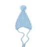 Căciulă tricotată manual pentru bebeluși – Bleu pastel cu pompon, confort și protecție