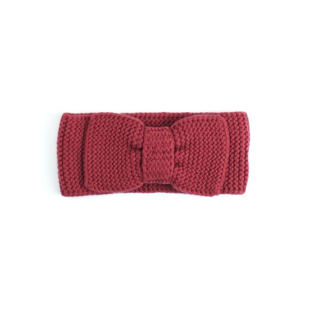 Bentiță tricotată manual cu fundă – Bordo sofisticat, stil și confort
