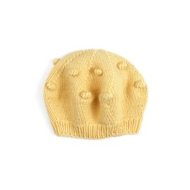 Beretă tricotată cu model bobble - Stil și rafinament în nuanțe de galben