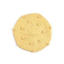 Beretă tricotată cu model bobble - Stil și rafinament în nuanțe de galben