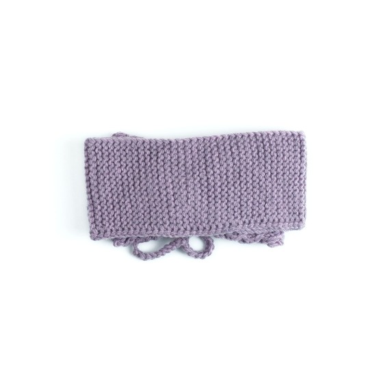 Bentiță tricotată manual din lână merino – Liliachiu prăfuit cu model decorativ