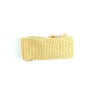 Bentiță tricotată manual din lână merino – Galben pastel cu fundă decorativă