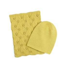 Set căciulă și fular tricotat - Eleganță în galben mustar