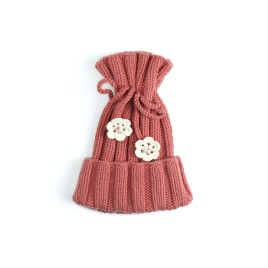 Set căciulă și guler tricotate manual – Teracotă cu detalii florale, căldură și rafinament