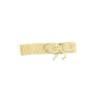 Bentiță tricotată manual din lână merino – Galben pastel cu fundă decorativă