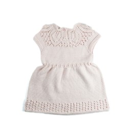 Set rochiță și pulover din lână merino – Roz pudrat, tricotate manual