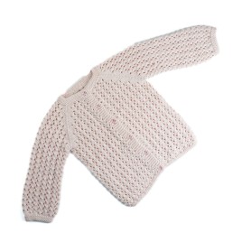 Set rochiță și pulover din lână merino – Roz pudrat, tricotate manual