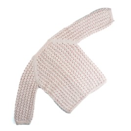 Set rochiță și pulover din lână merino – Roz pudrat, tricotate manual