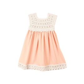 Rochiță croșetată manual – Peach delicat cu detalii crem