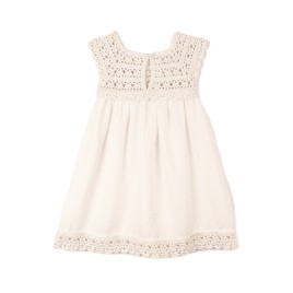 Rochiță de vară cu bust croșetat manual – Alb natural și pânză topită