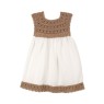 Rochie croșetată manual maro – bust din microfibră și fustă alb natural