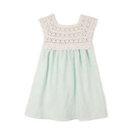 Rochie cu bust tricotat manual – Verde mentă cu alb natural