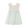 Rochie cu bust tricotat manual – Verde mentă cu alb natural