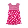 Rochie fucsia cu buline albe și bust croșetat – veselie și delicatețe