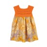 Rochiță de vară cu bust croșetat - Portocaliu vibrant și imprimeu floral pastelat