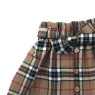 Set fustiță tartan din viscoză și cardigan tricotat din lână merino – Maro elegant