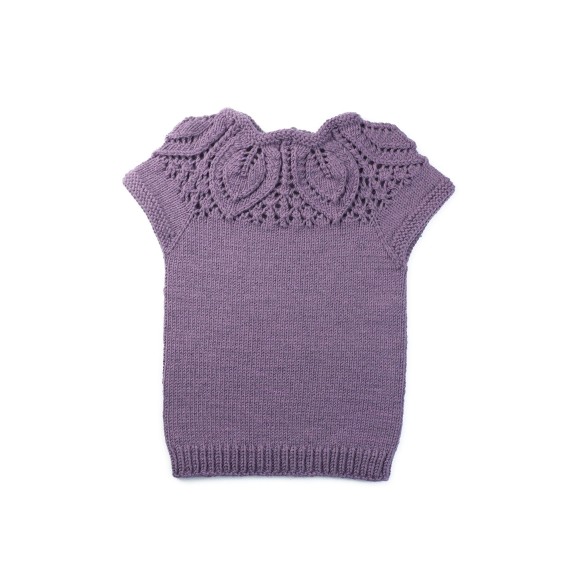 Set fustiță florală din viscoză și vestă tricotată din lână merino – Mov pastelat
