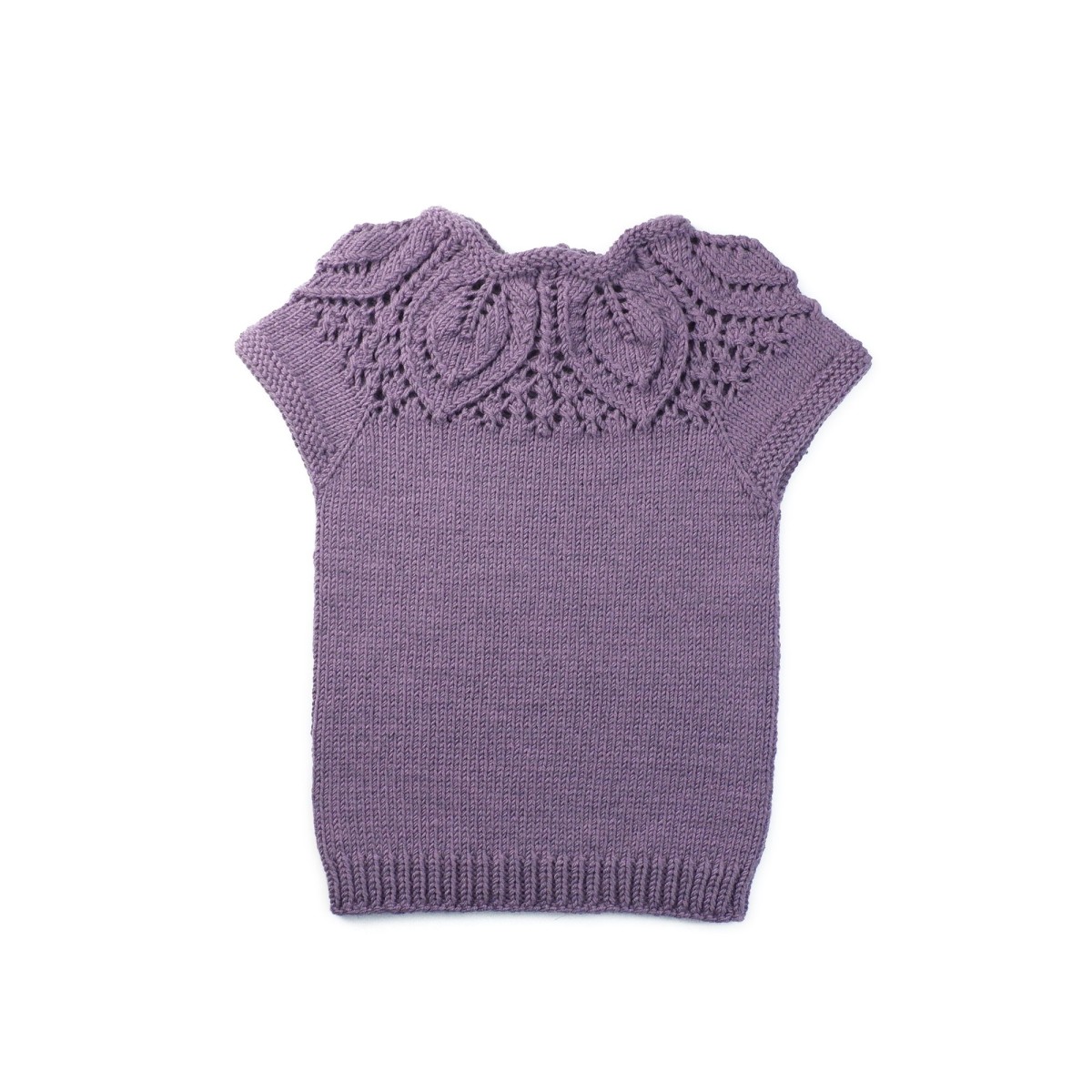 Set fustiță florală din viscoză și vestă tricotată din lână merino – Mov pastelat