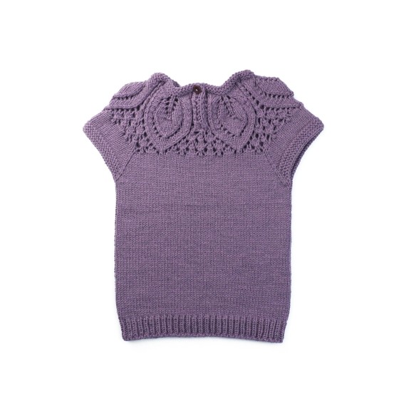 Set fustiță florală din viscoză și vestă tricotată din lână merino – Mov pastelat