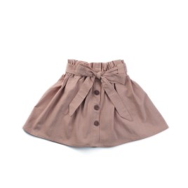 Set fustiță din bumbac și cardigan din lână merino – Bej cu fundă