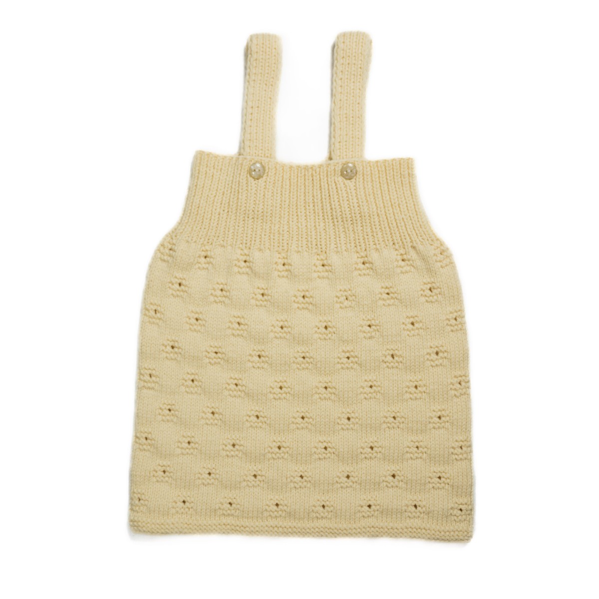 Sarafn din lână merino crem vanilie - Tricotat manual cu detalii delicate | EVANTAI.ro