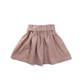 Set fustiță din bumbac și cardigan din lână merino – Bej cu fundă