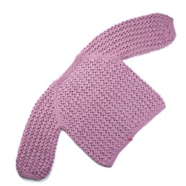 Set fustiță din bumbac și cardigan din lână merino – Bej cu fundă