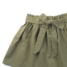 Set cardigan din lână merino și fustiță din bumbac cu fundă – Verde kaki