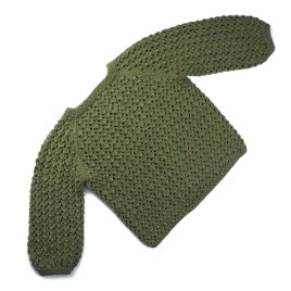 Set cardigan din lână merino și fustiță din bumbac cu fundă – Verde kaki
