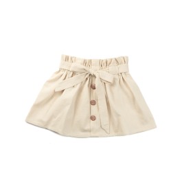 Fustiță din bumbac cu talie elastică și fundă ajustabilă – Crem