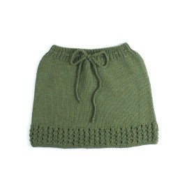 Set cardigan și fustă tricotate manual din lână merino – Verde