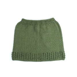 Set cardigan și fustă tricotate manual din lână merino – Verde