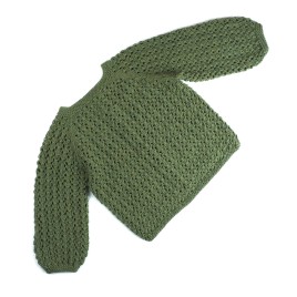 Set cardigan și fustă tricotate manual din lână merino – Verde