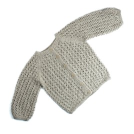 Set cardigan și fustă tricotate manual din lână merino – Gri