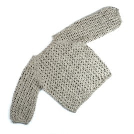 Set cardigan și fustă tricotate manual din lână merino – Gri