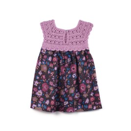 Rochiță croșetată manual cu fustă din viscoză florală – Mov pastel